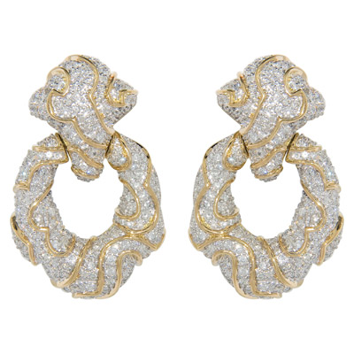 Yellow Gold Diamond Pave Earrings
